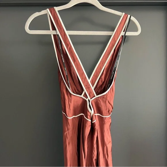 Shona Joy Belkis Contrast Plunged Cross Back Maxi Dress Size 4 NEW! With tags! - Picture 10 of 16